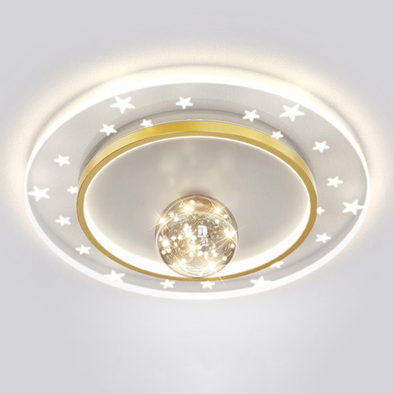 Modern Globe Flush Light Fixture Metal 3-Light Flush Mount Ceiling Fixture