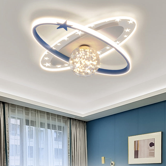 Modern Globe Flush Light Fixture Metal 3-Light Flush Mount Ceiling Fixture