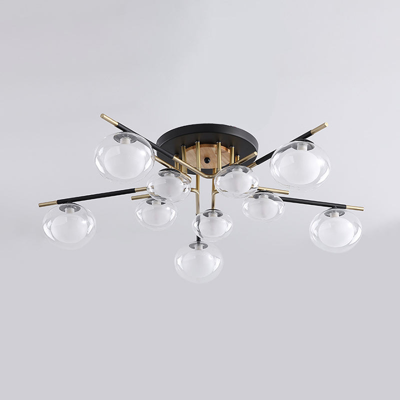 Sfera contemporanea a filo lampada a filo vetro a sfioramento del soffitto in nero