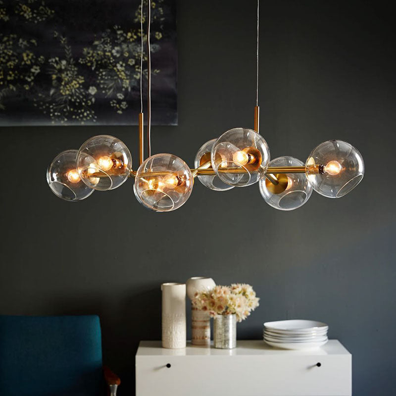Contemporary Style Spherical Island Lights Clear Glass 8-Light Island Pendant Lights