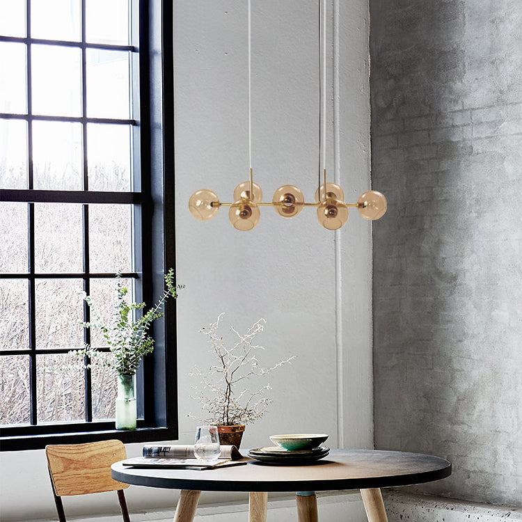 Contemporary Style Spherical Island Lights Clear Glass 8-Light Island Pendant Lights