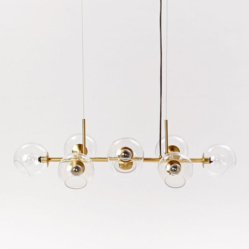 Contemporary Style Spherical Island Lights Clear Glass 8-Light Island Pendant Lights