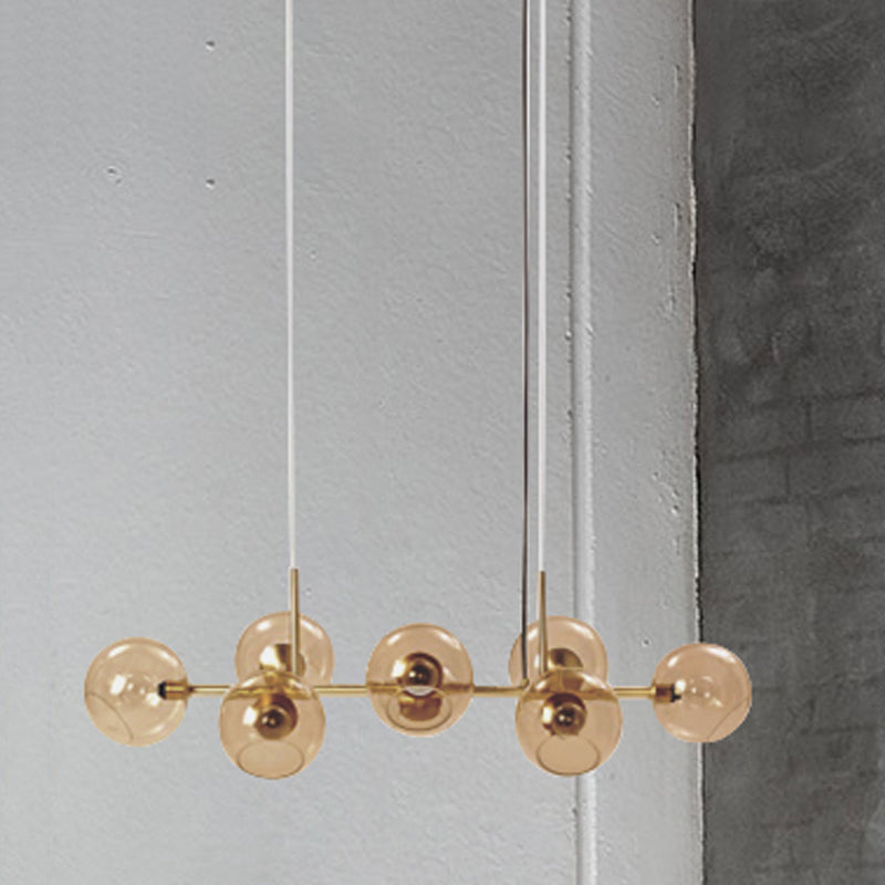 Contemporary Style Spherical Island Lights Clear Glass 8-Light Island Pendant Lights