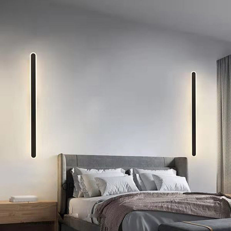 Forma lineare Fonce in metallo Sconce Modern MODERNI IL LIGHT MONTO A MOLTO MOLTO SINGOLO IN NERO
