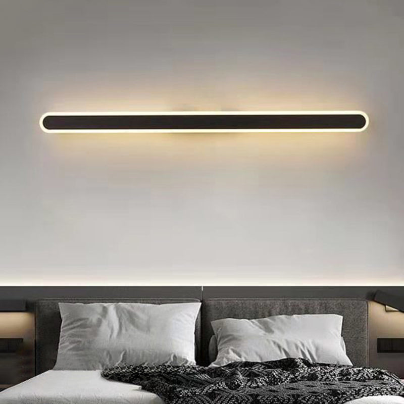 Forma lineare Fonce in metallo Sconce Modern MODERNI IL LIGHT MONTO A MOLTO MOLTO SINGOLO IN NERO