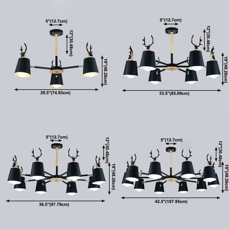 Iluminación colgante geométrica de múltiples luces lámpara de techo de metal de estilo moderno