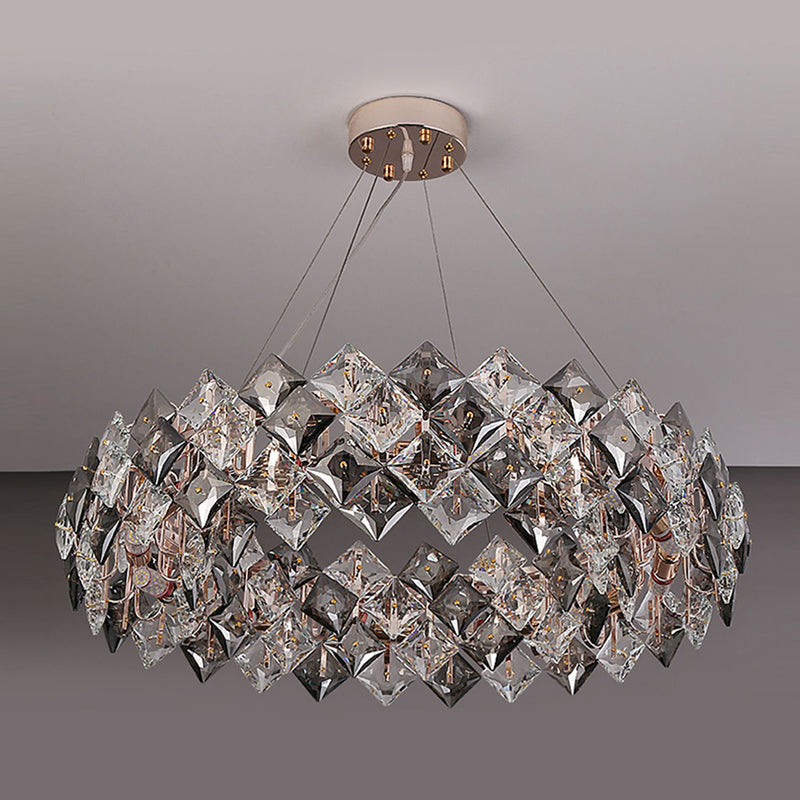 Contemporary Style Wheel Shape Pendant Chandeliers Crystal Chandelier Lights in Grey