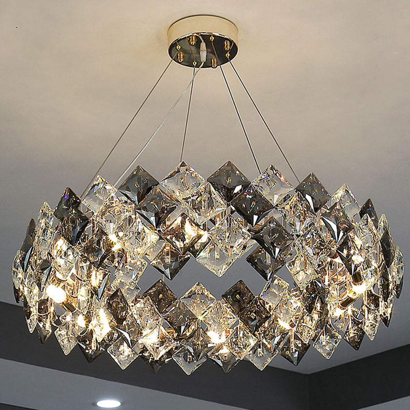 Contemporary Style Wheel Shape Pendant Chandeliers Crystal Chandelier Lights in Grey