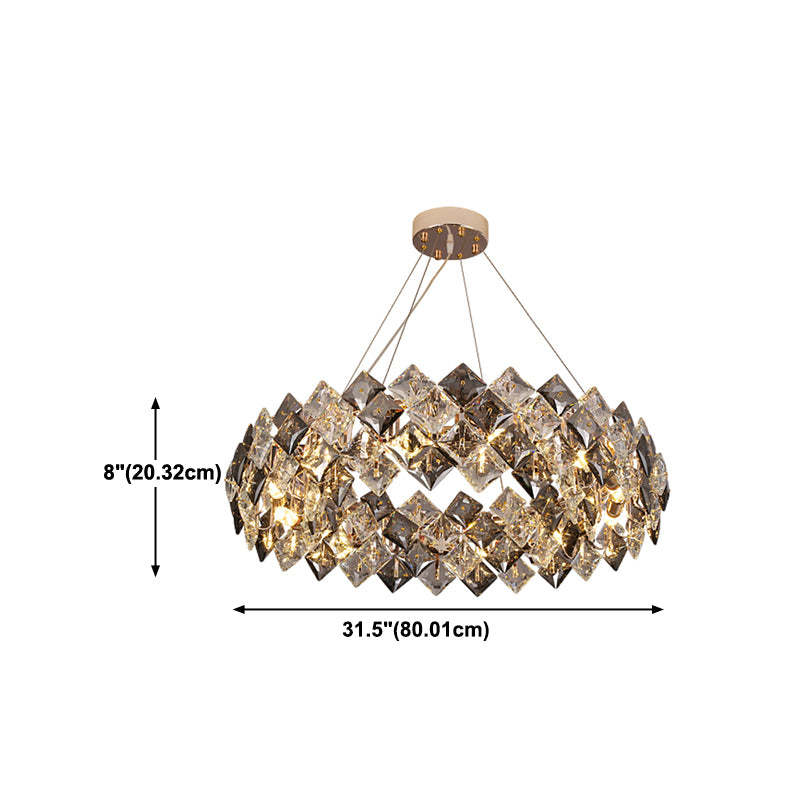 Contemporary Style Wheel Shape Pendant Chandeliers Crystal Chandelier Lights in Grey