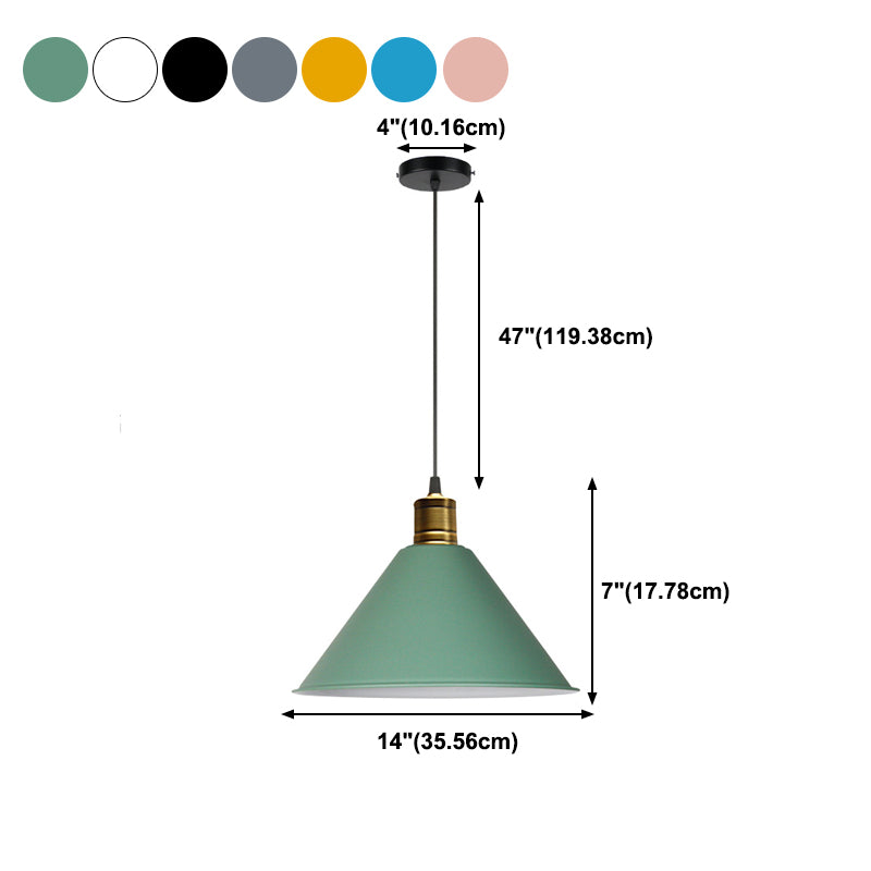 Forme de cône en métal Lumières suspendues modernes Macaron Macaron 1-Light Hanging Mount Fixture