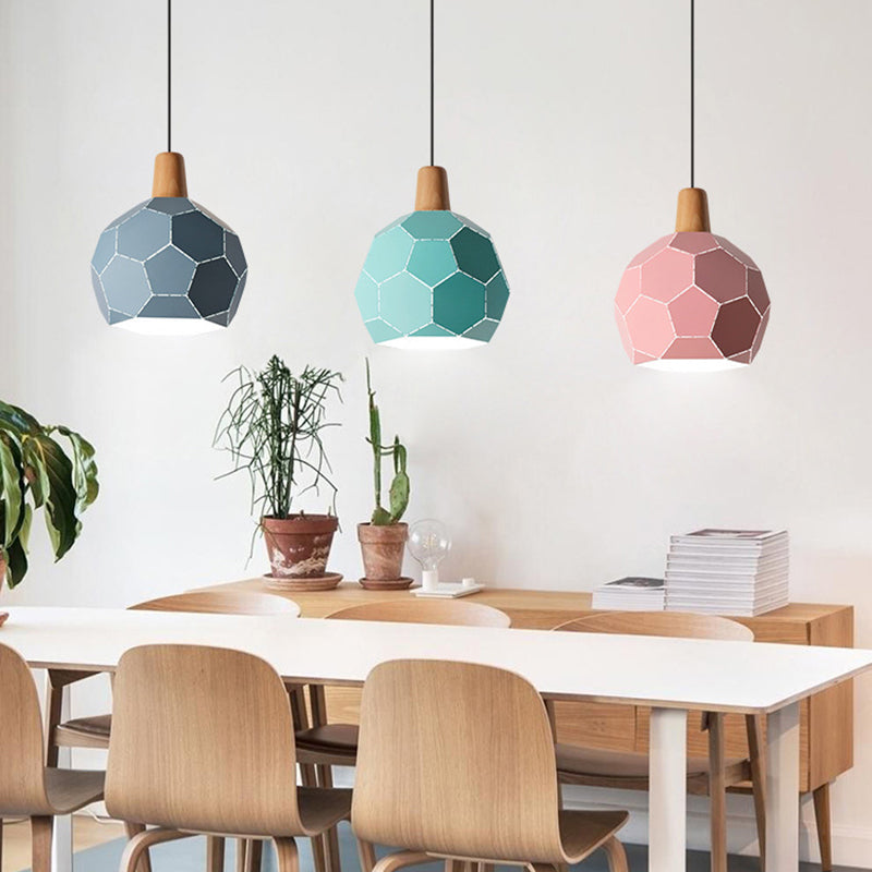 Metal Spherical Shade Hanging Lights Modern Macaron Style 1 Light Hanging Mount Fixture