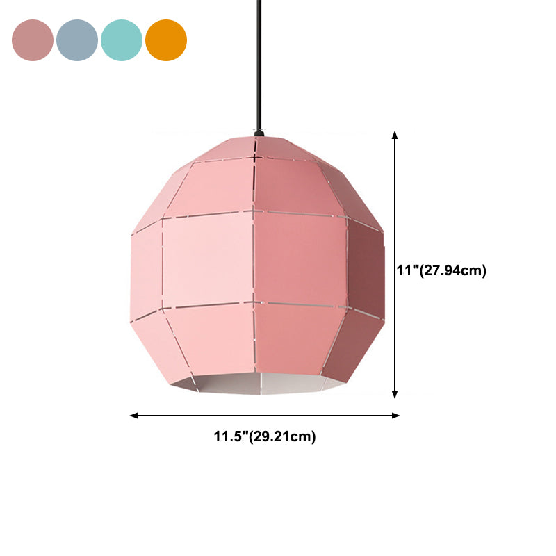 Metal Spherical Shade Hanging Lights Modern Macaron Style 1 Light Hanging Mount Fixture