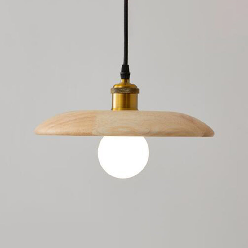 Couvre-pot forme d'éclairage suspendu en bois massif de style moderne 1 lampe de suspension légère pour le chevet