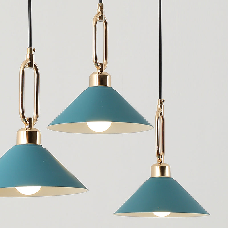 Cone Shape Hanging Lighting Modern Macaron Style Metal 1-Light Hanging Lamp for Bedroom
