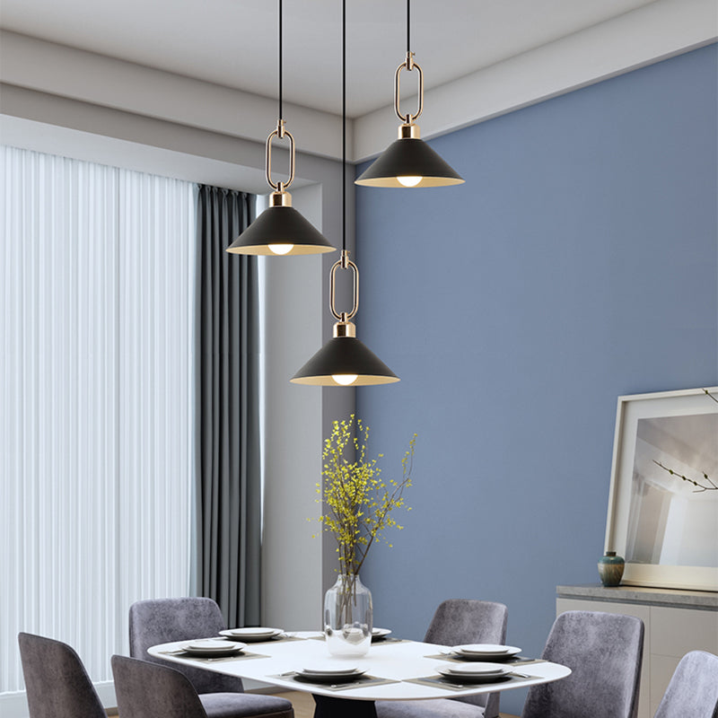 Cone Shape Hanging Lighting Modern Macaron Style Metal 1-Light Hanging Lamp for Bedroom
