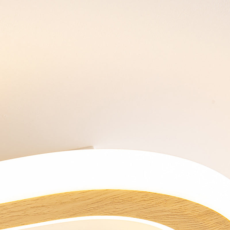 Nordic Style Flush Mount Ceiling Light Geometric Wood LED Flush Ceiling Light for Bedroom