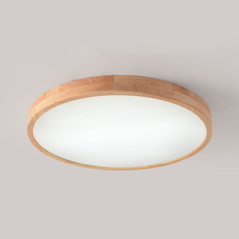 Wooden Circle Flush-Mount Light Fixture Modern LED Flush Mount Ceiling Light