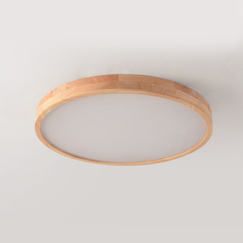 Wooden Circle Flush-Mount Light Fixture Modern LED Flush Mount Ceiling Light