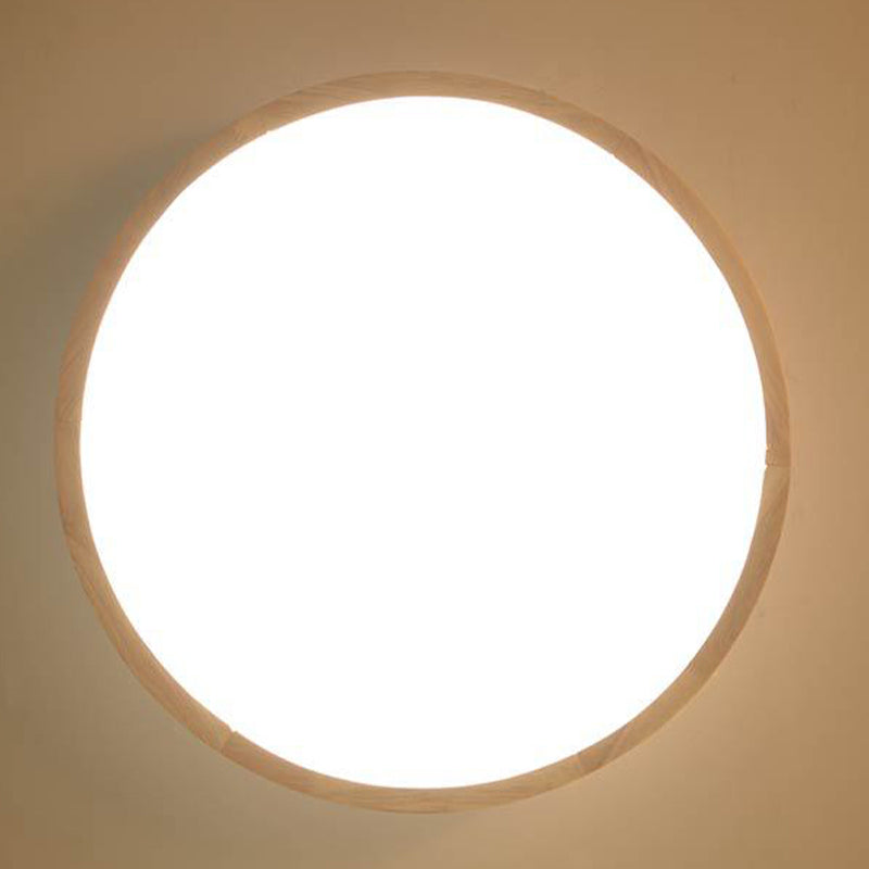 Wooden Circle Flush-Mount Light Fixture Modern LED Flush Mount Ceiling Light