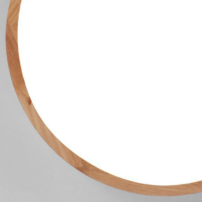 Wooden Circle Flush-Mount Light Fixture Modern LED Flush Mount Ceiling Light