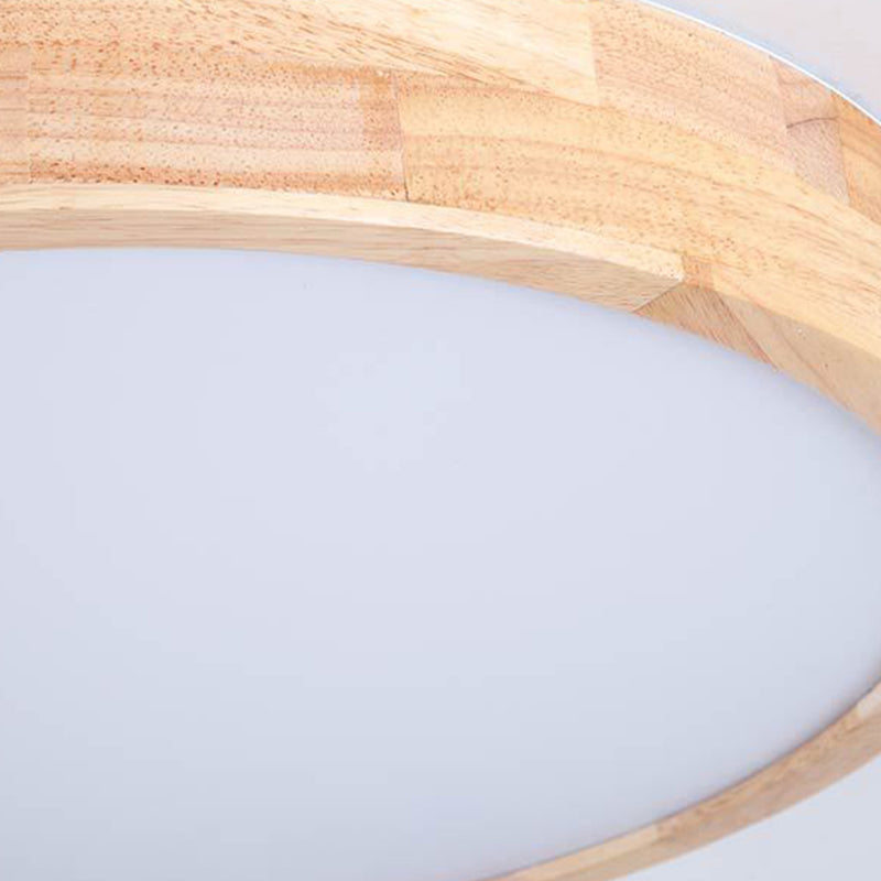Wooden Circle Flush-Mount Light Fixture Modern LED Flush Mount Ceiling Light