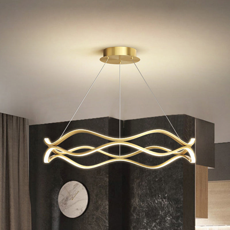 Wave Shape Chandelier Pendant Light Minimalist LED Metal Chandelier Lighting