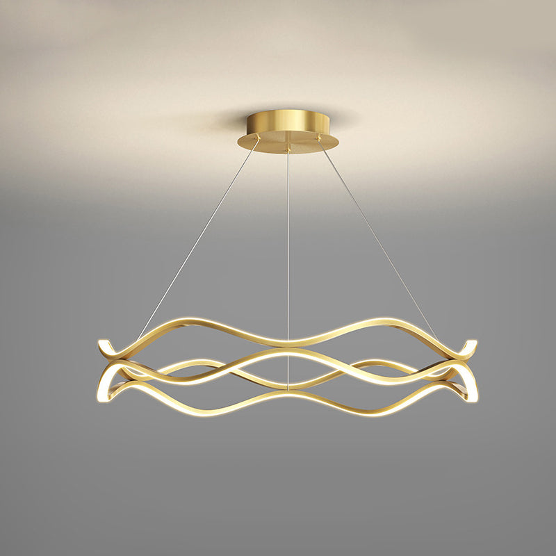 Wave Shape Chandelier Pendant Light Minimalist LED Metal Chandelier Lighting