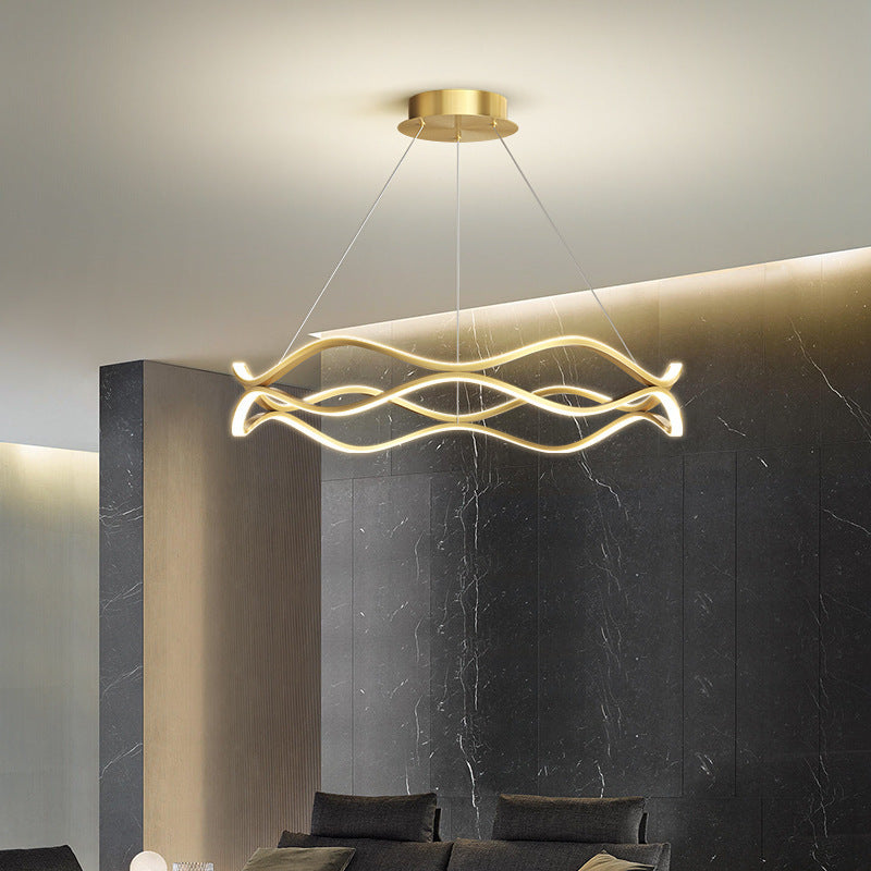Wave Shape Chandelier Pendant Light Minimalist LED Metal Chandelier Lighting