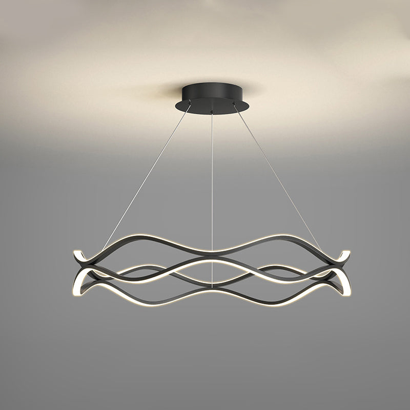 Wave Shape Chandelier Pendant Light Minimalist LED Metal Chandelier Lighting