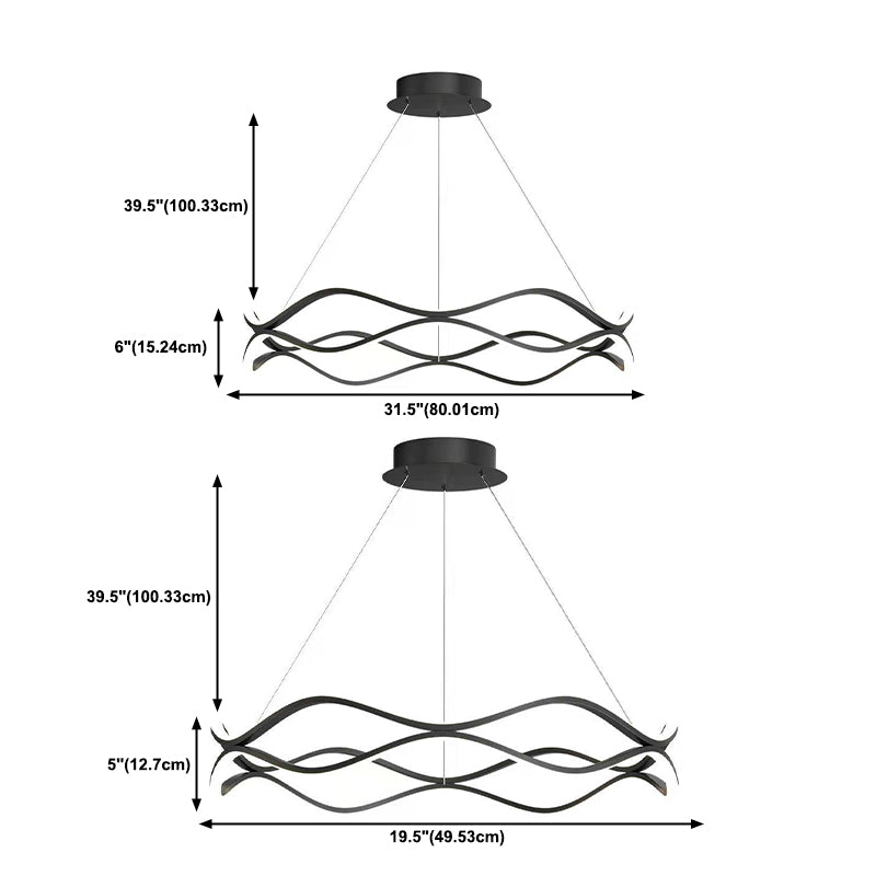 Wave Shape Chandelier Pendant Light Minimalist LED Metal Chandelier Lighting