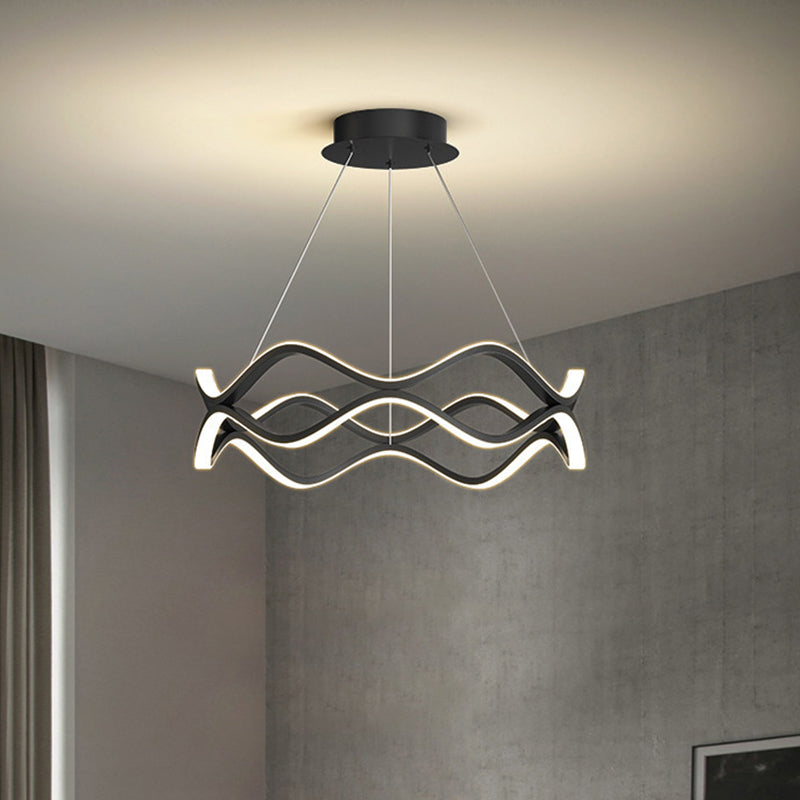 Wave Shape Chandelier Pendant Light Minimalist LED Metal Chandelier Lighting