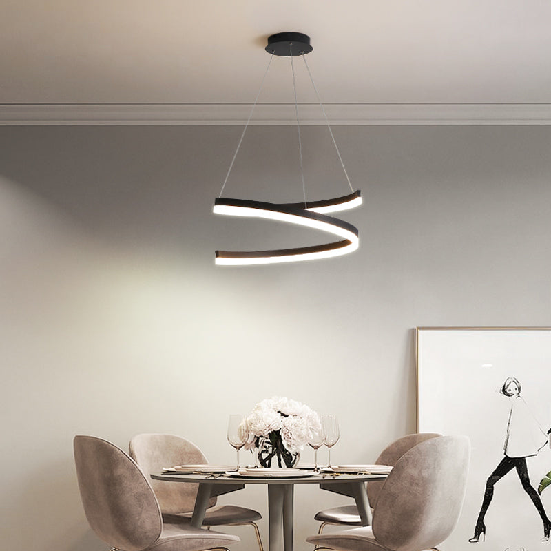 Twisted Strip Shape Pendant Lighting Nordic-Style LED Metal Suspension Light