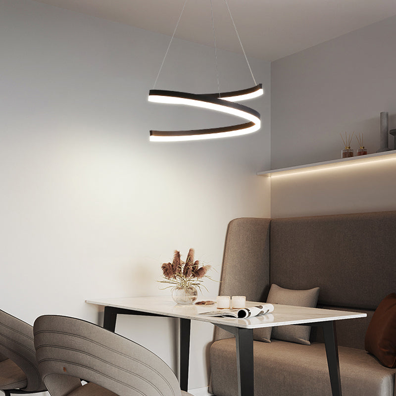 Twisted Strip Shape Pendant Lighting Nordic-Style LED Metal Suspension Light