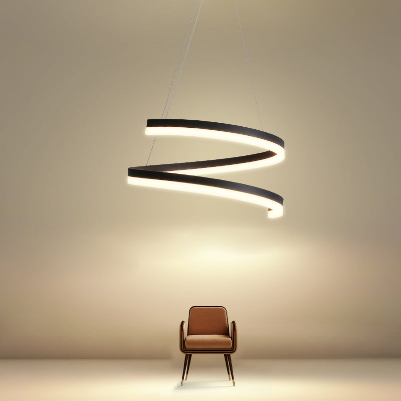 Twisted Strip Shape Pendant Lighting Nordic-Style LED Metal Suspension Light