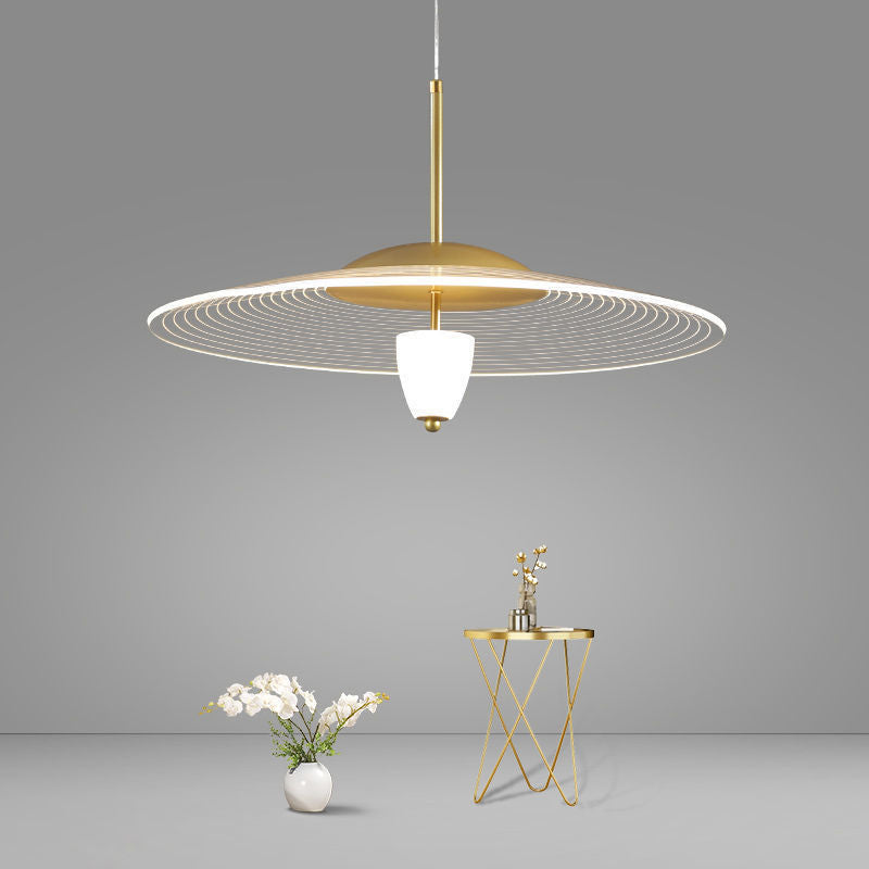 Soucoun volant à LED suspension de lampe suspendue minimaliste avec une teinte acrylique pour la salle à manger