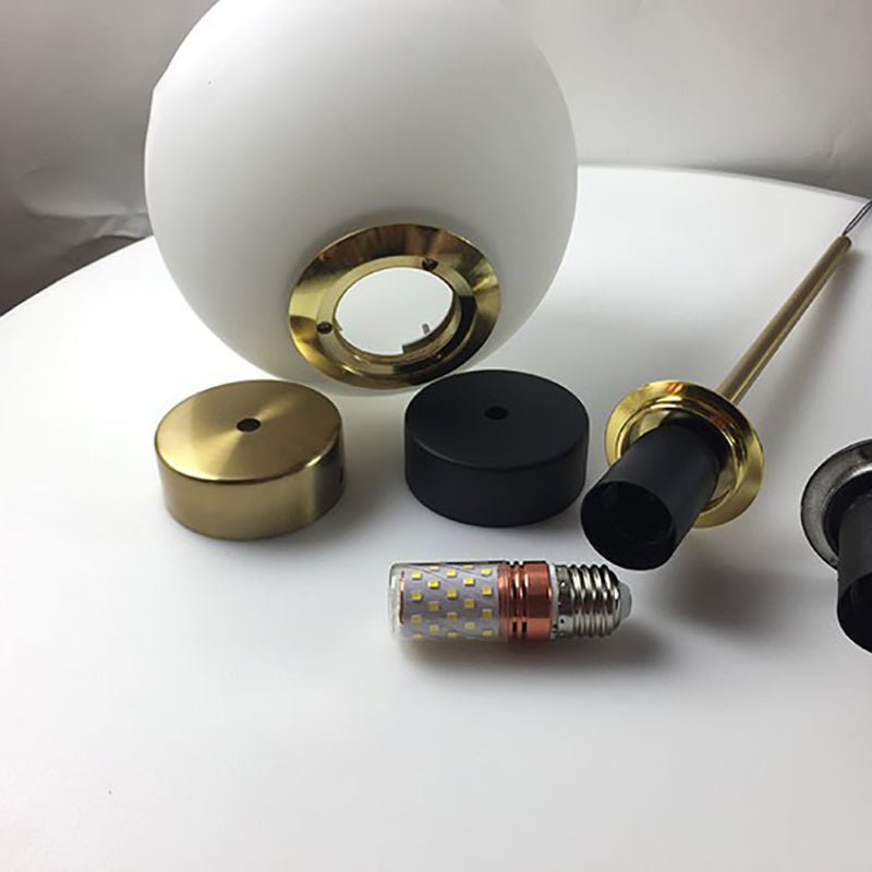 Mini Balle en forme de suspension de lampe de lampe à lampe 1-Bulb Lumière avec une teinte en verre pour le chevet