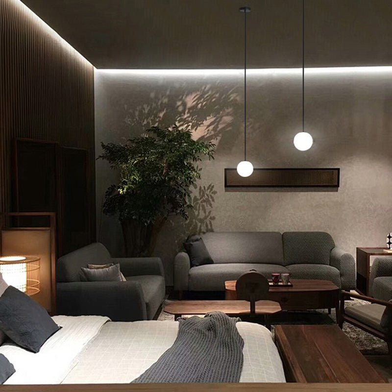 Mini Balle en forme de suspension de lampe de lampe à lampe 1-Bulb Lumière avec une teinte en verre pour le chevet