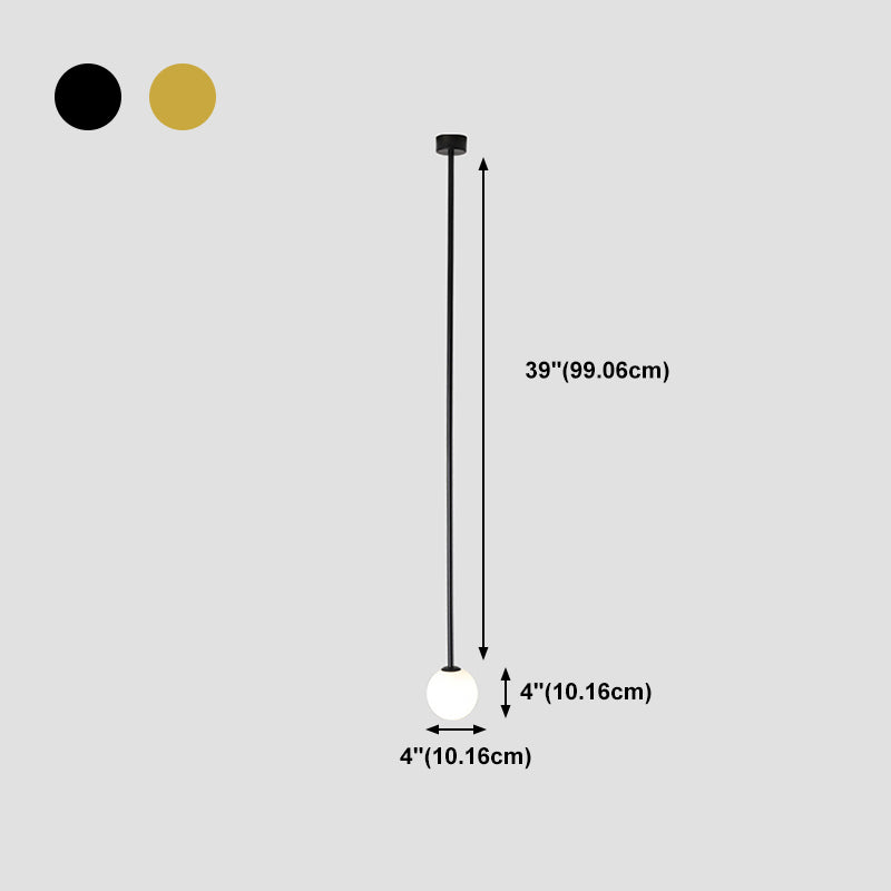 Mini Balle en forme de suspension de lampe de lampe à lampe 1-Bulb Lumière avec une teinte en verre pour le chevet