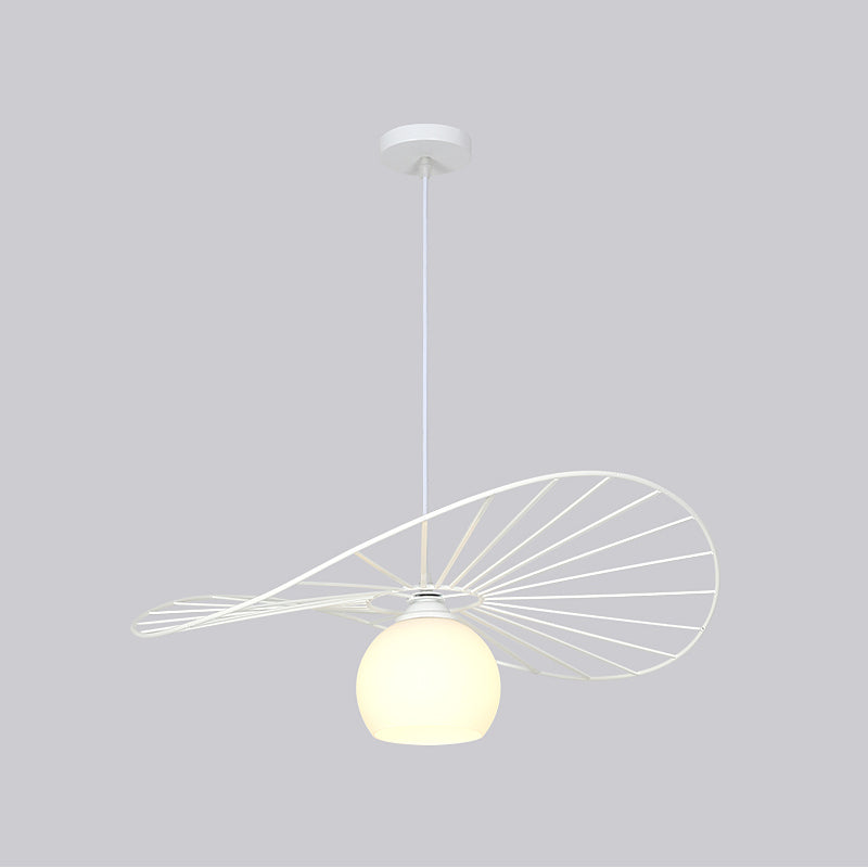 Pendentif en forme de chapeau en fil métallique minimaliste de 1 tête de tête de tête avec une teinte en verre pour le salon