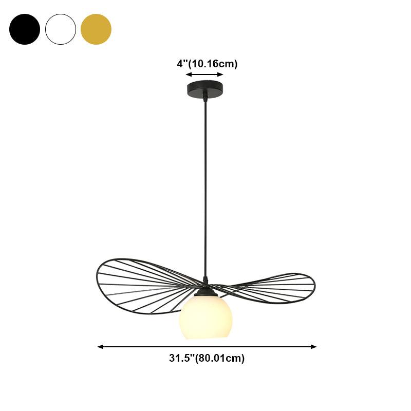 Pendentif en forme de chapeau en fil métallique minimaliste de 1 tête de tête de tête avec une teinte en verre pour le salon