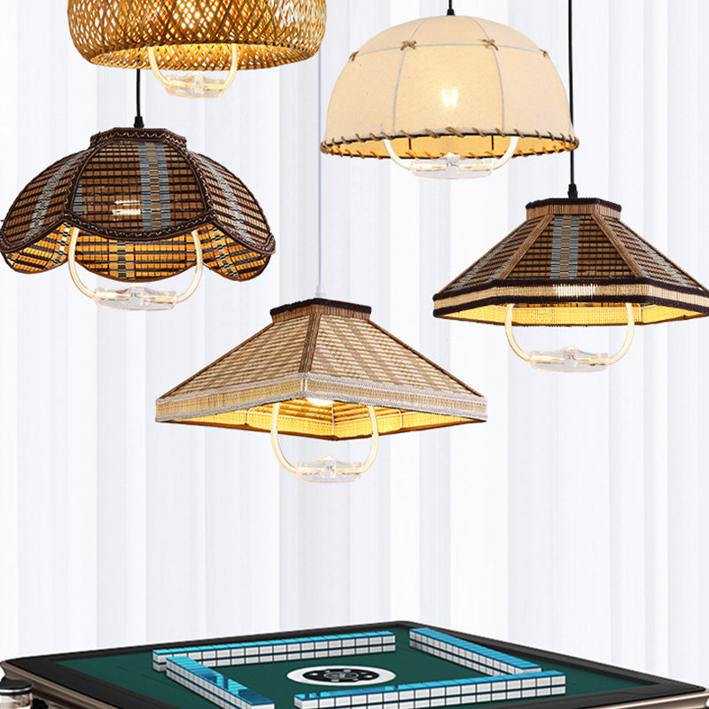 Einziehbarer anheizt leicht asiatischer Bambus 1 Kopf Droplampe für Esszimmer