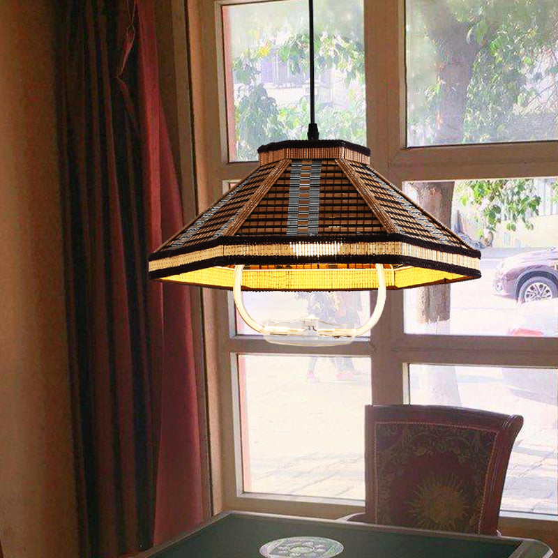 Einziehbarer anheizt leicht asiatischer Bambus 1 Kopf Droplampe für Esszimmer