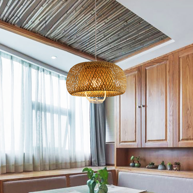 Einziehbarer anheizt leicht asiatischer Bambus 1 Kopf Droplampe für Esszimmer