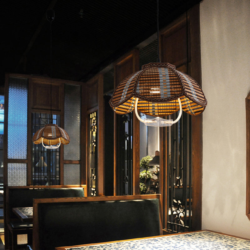 Einziehbarer anheizt leicht asiatischer Bambus 1 Kopf Droplampe für Esszimmer