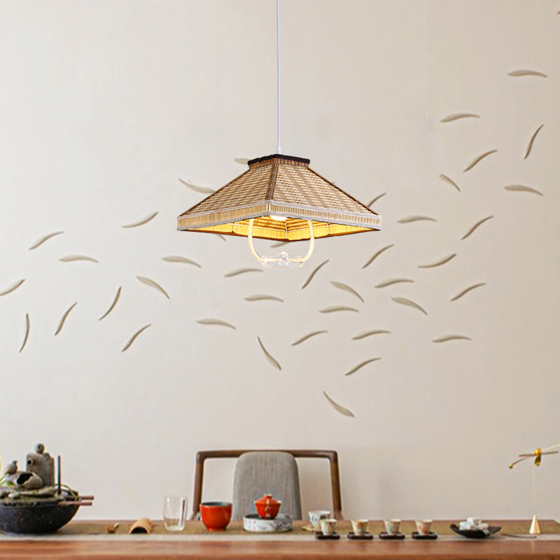 Einziehbarer anheizt leicht asiatischer Bambus 1 Kopf Droplampe für Esszimmer