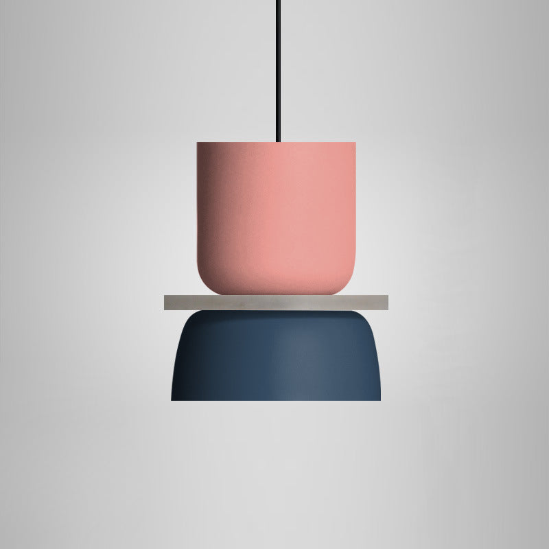 Macaron Color-blocking Pendant lampe Metal 1 lumière de suspension légère pour le salon