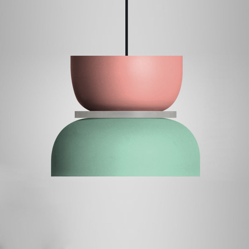 Macaron Color-blocking Pendant lampe Metal 1 lumière de suspension légère pour le salon
