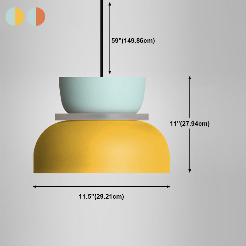 Macaron Color-blocking Pendant lampe Metal 1 lumière de suspension légère pour le salon