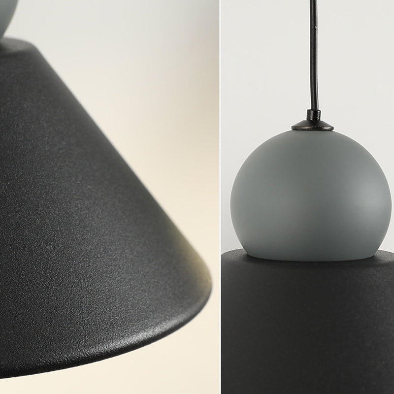 Macaron Conical Multi-Light Pendant Metal Metal LED Drop Light for Dining Room