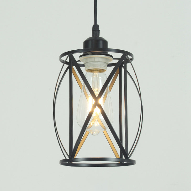 Iron Wire Cage Pendant Lighting Industrial 1-Light Hanging Lamp Fixture for Bar